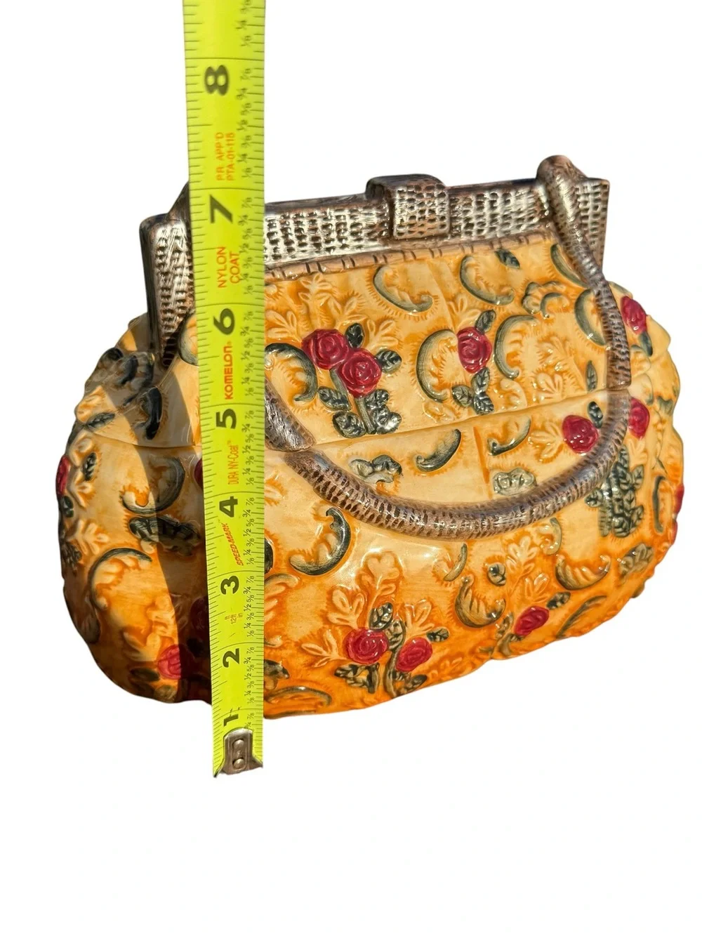 International Bazaar Purse Cookie Jar Floral Ceramic Canister Cottagecore Decor
